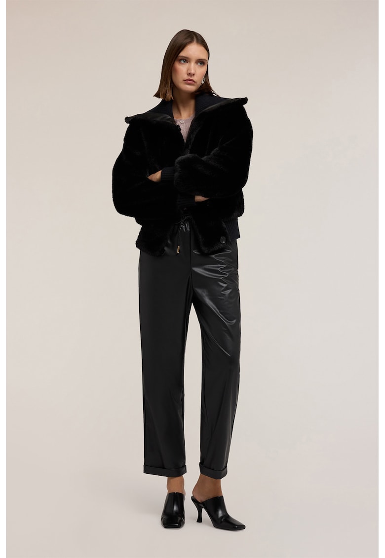 Pantaloni crop drepti cu snururi