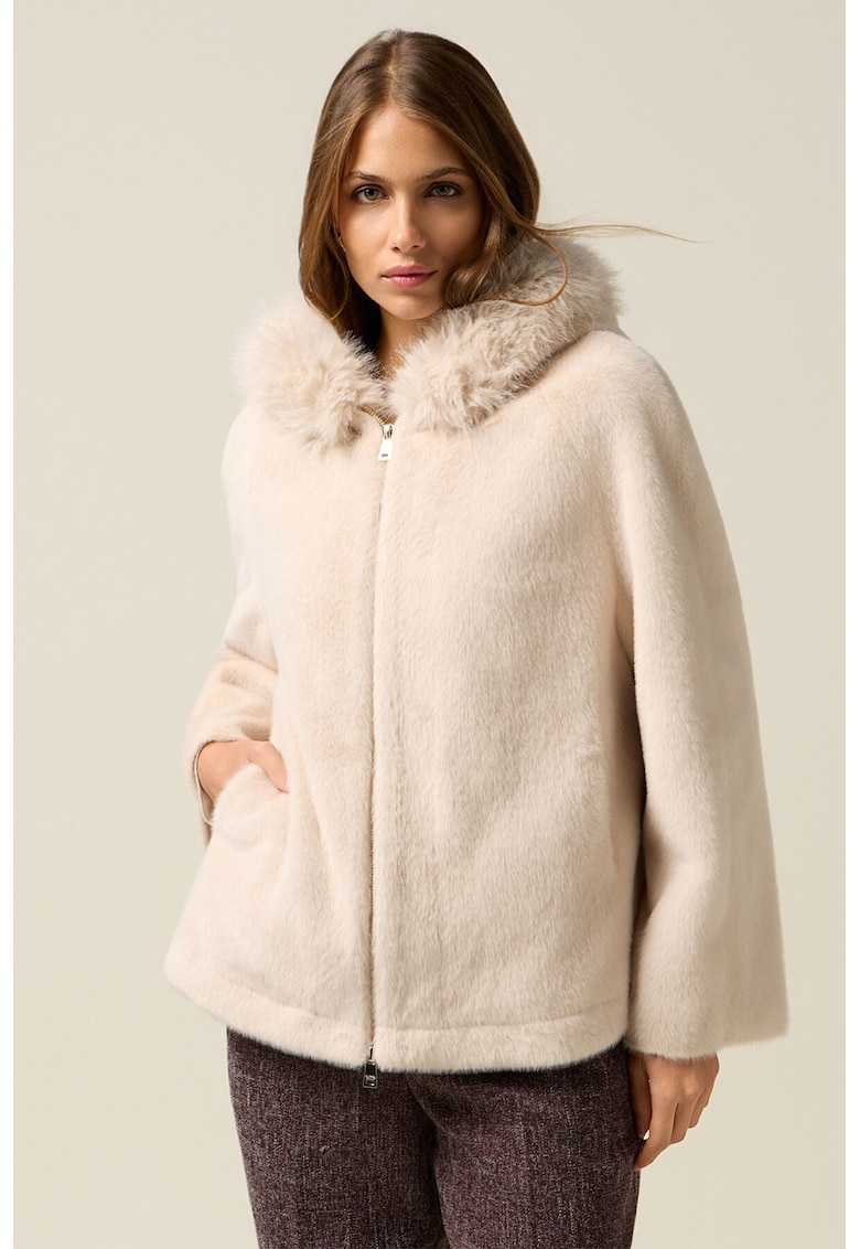 OLTRE - Jacheta din blana sintetica cu gluga