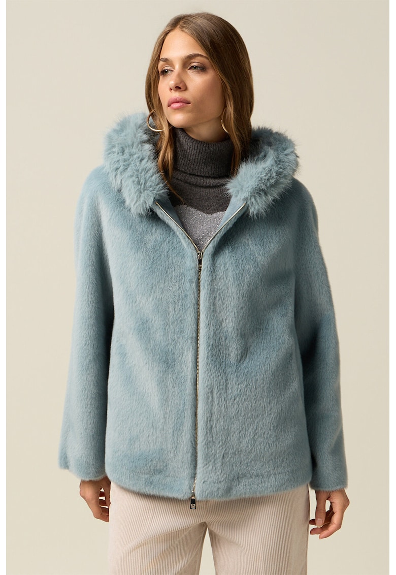 OLTRE - Jacheta din blana sintetica cu gluga