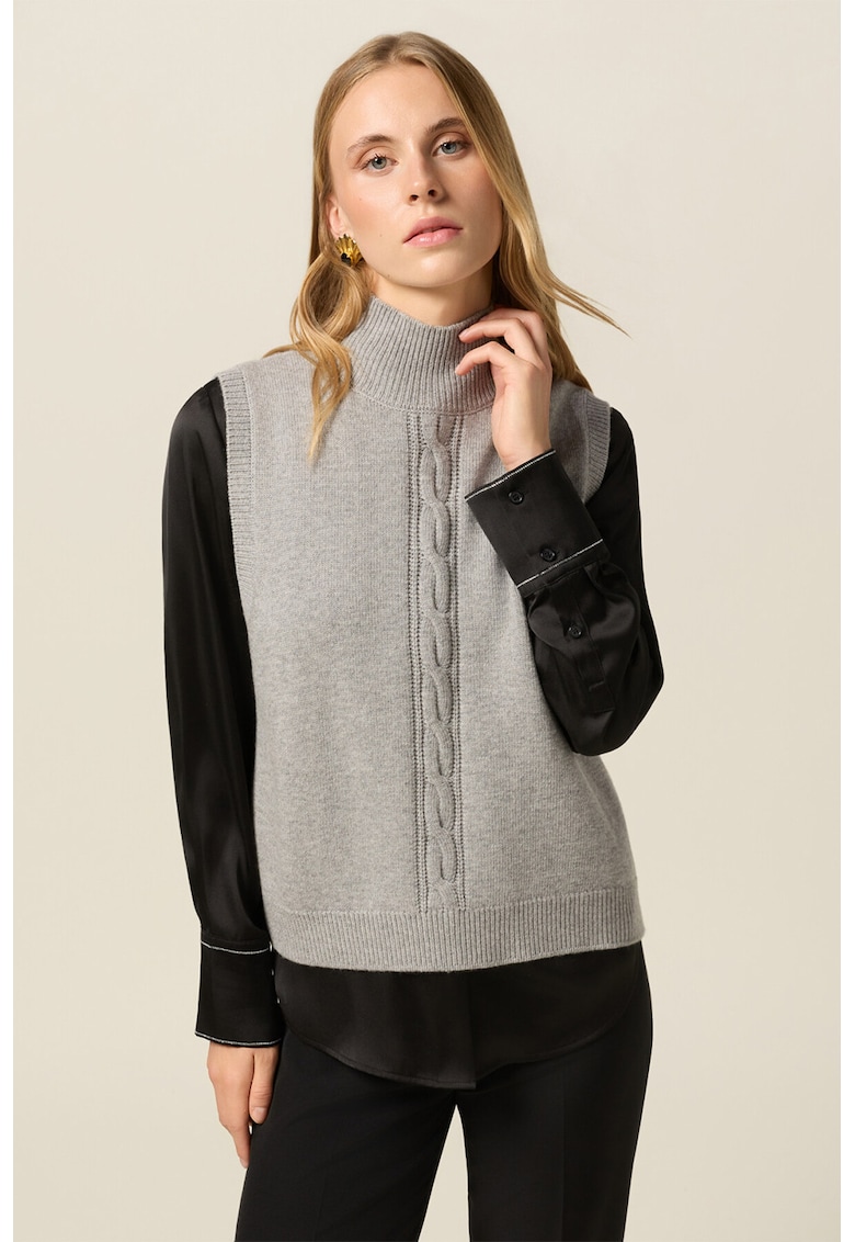 Vesta din amestec de lana cu model torsade