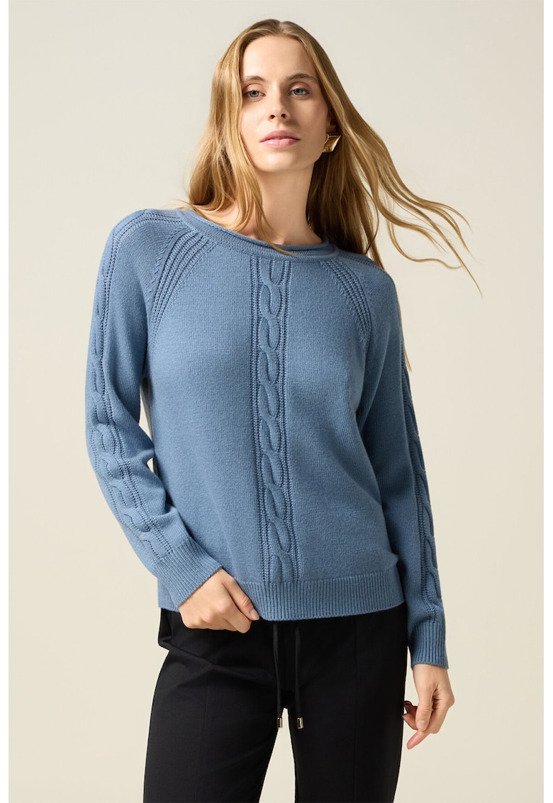 Pulover din amestec de lana cu model torsade