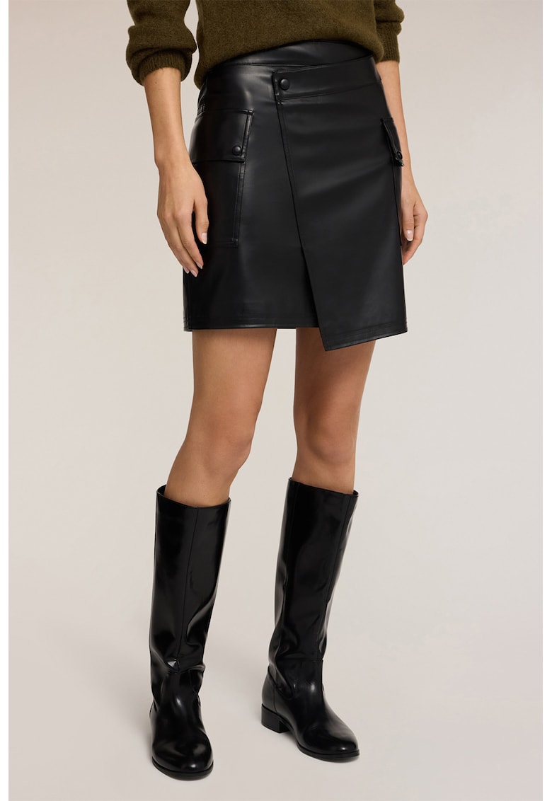 Fusta mini asimetrica din piele ecologica