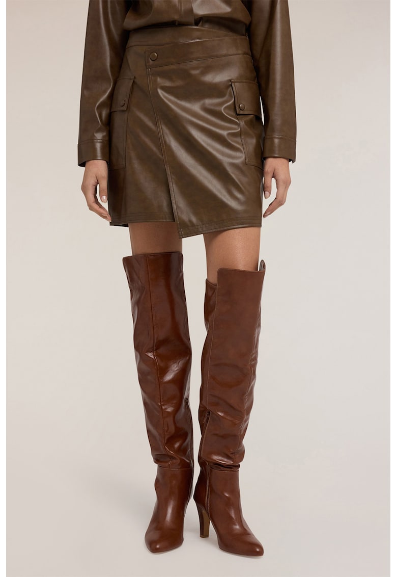Fusta mini asimetrica din piele ecologica