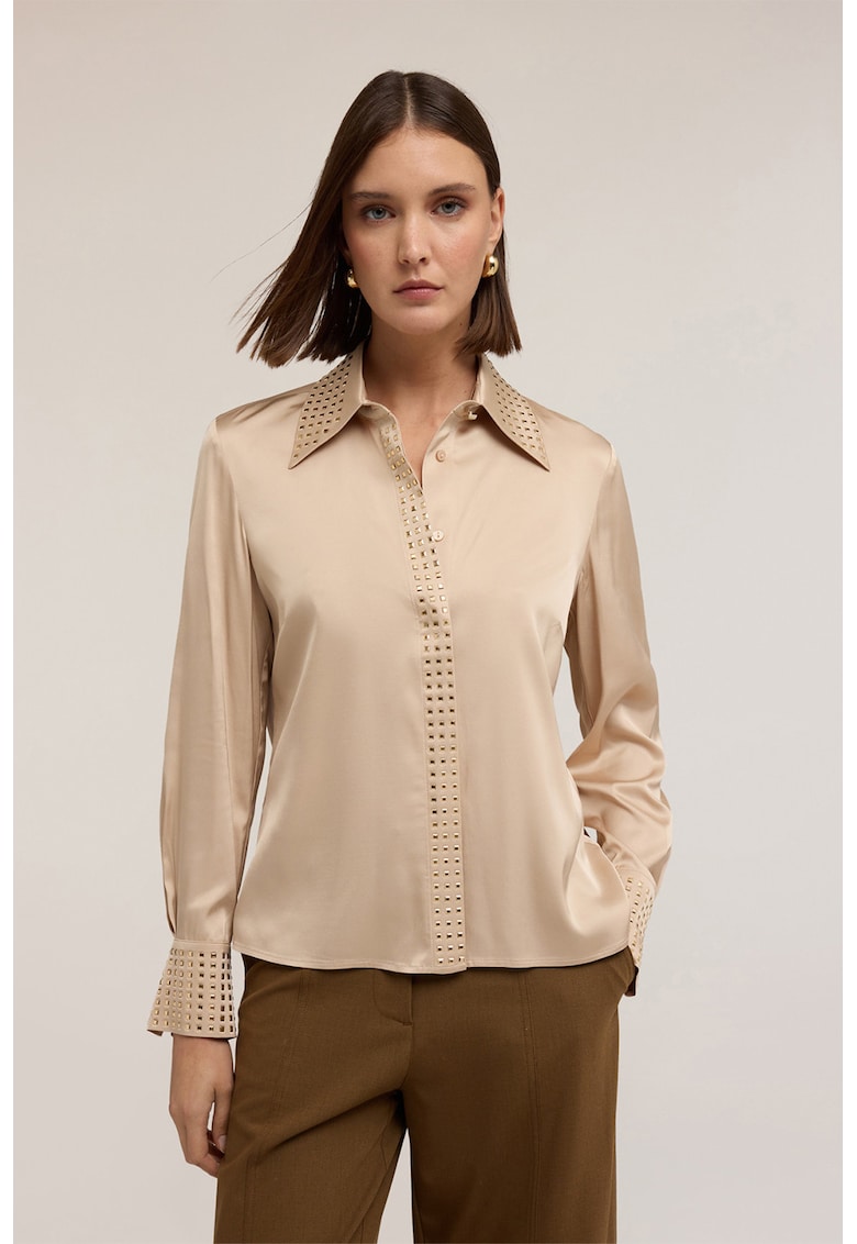 Camasa din satin cu aplicatii cu strasuri