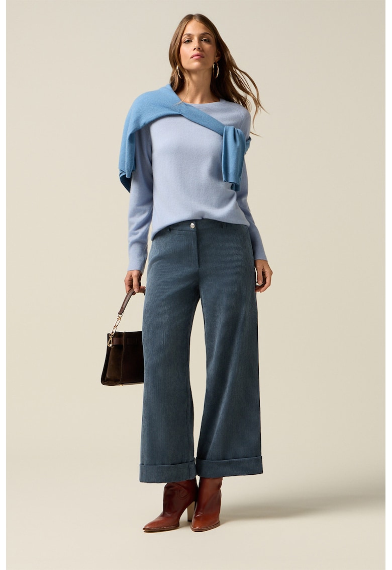 Pantaloni din reiat cu croiala ampla