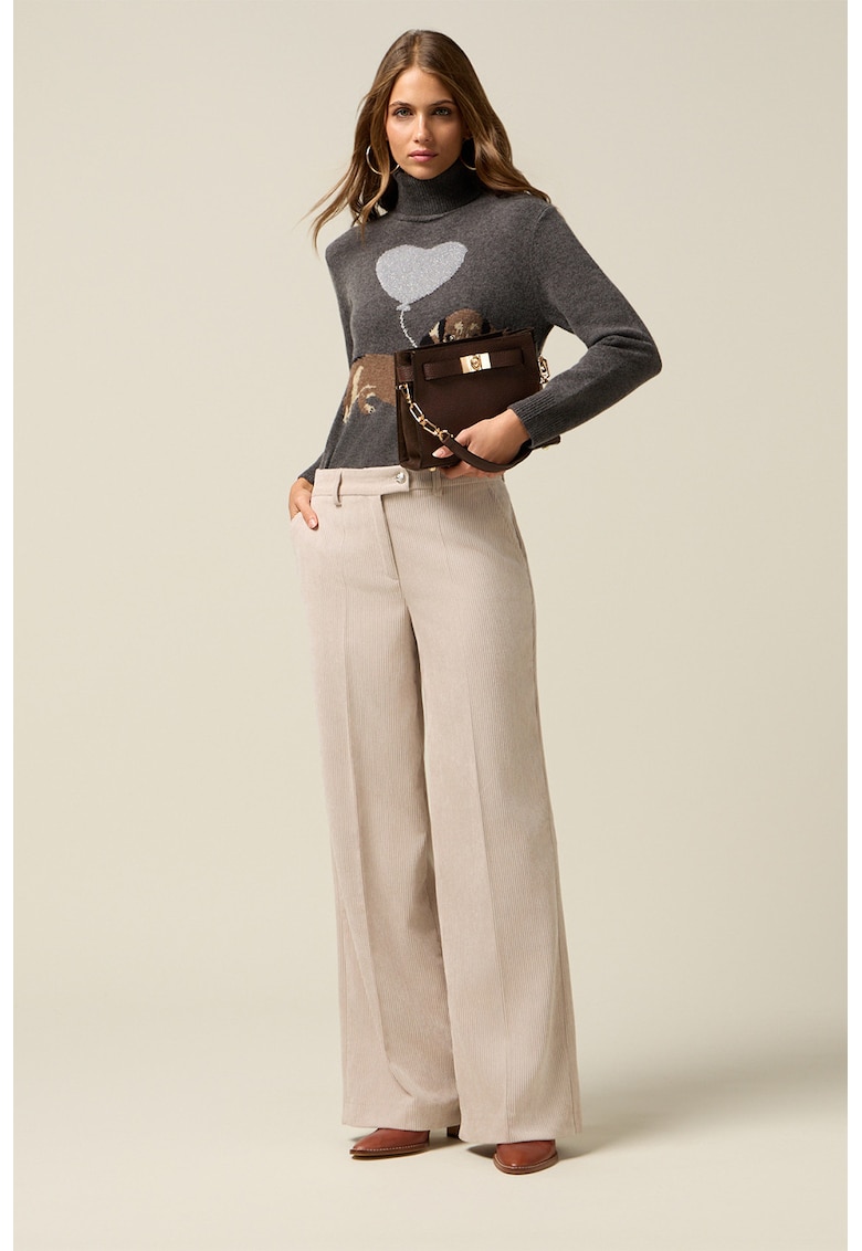 Pantaloni din reiat cu croiala ampla