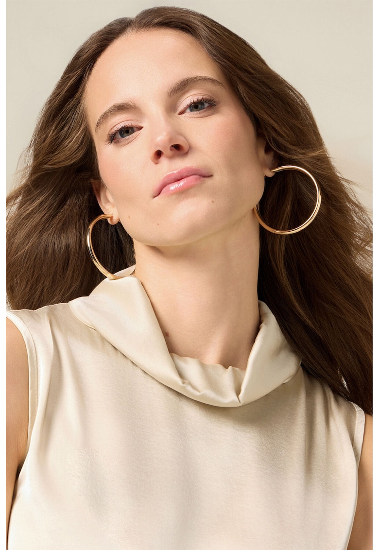 Bluza de satin fara maneci cu guler inalt