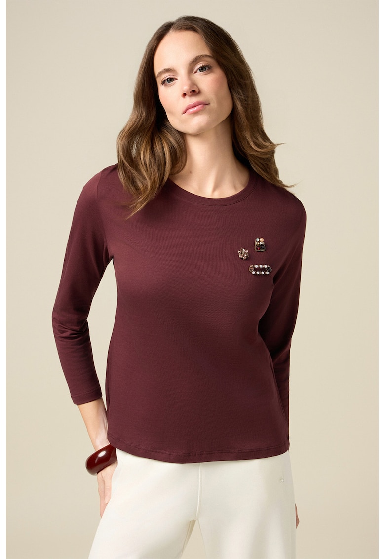 Bluza de bumbac cu decolteu rotund