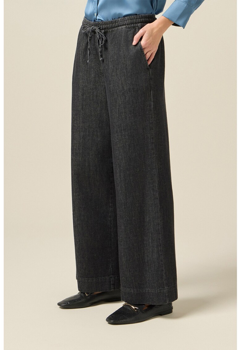 Pantaloni cu croiala ampla si snur - Gri inchis