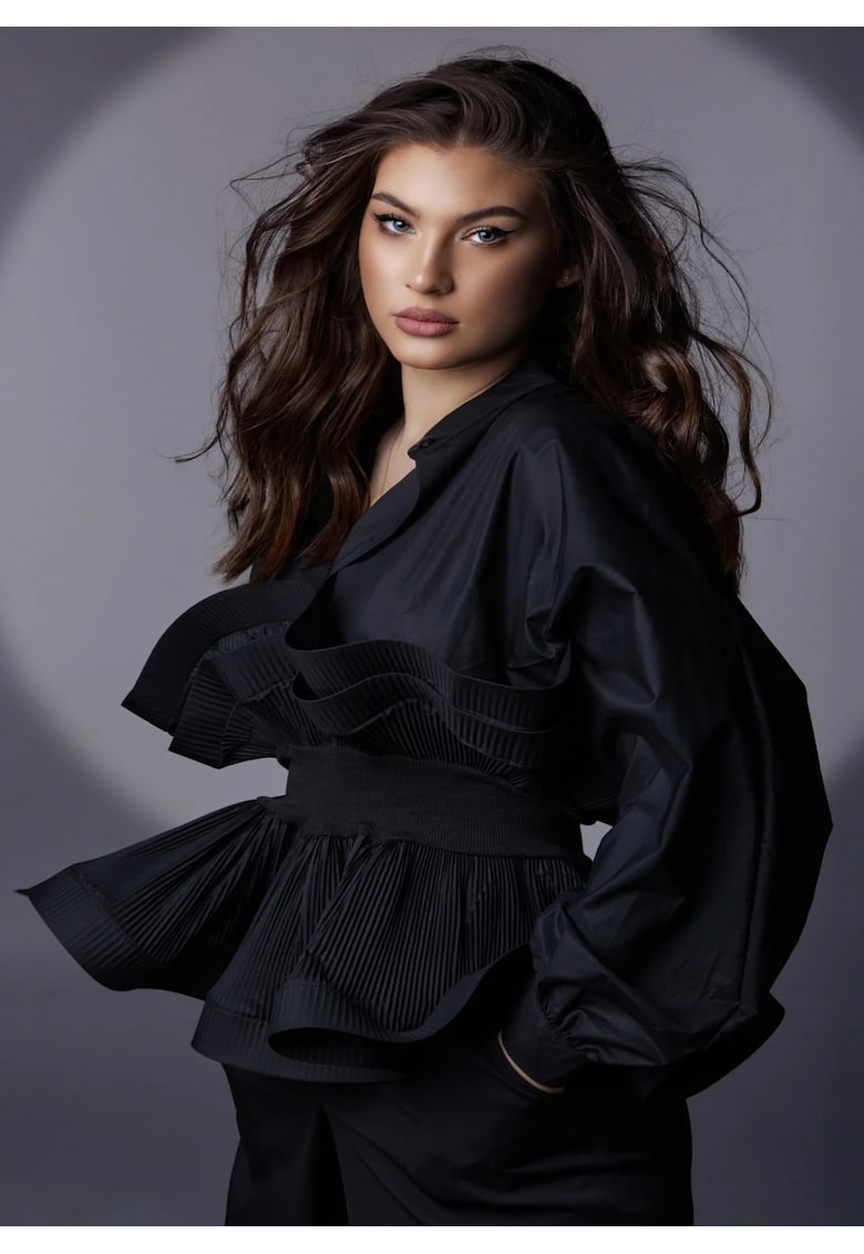 Nympha Clothing camasa Jolie cu volane - Negru