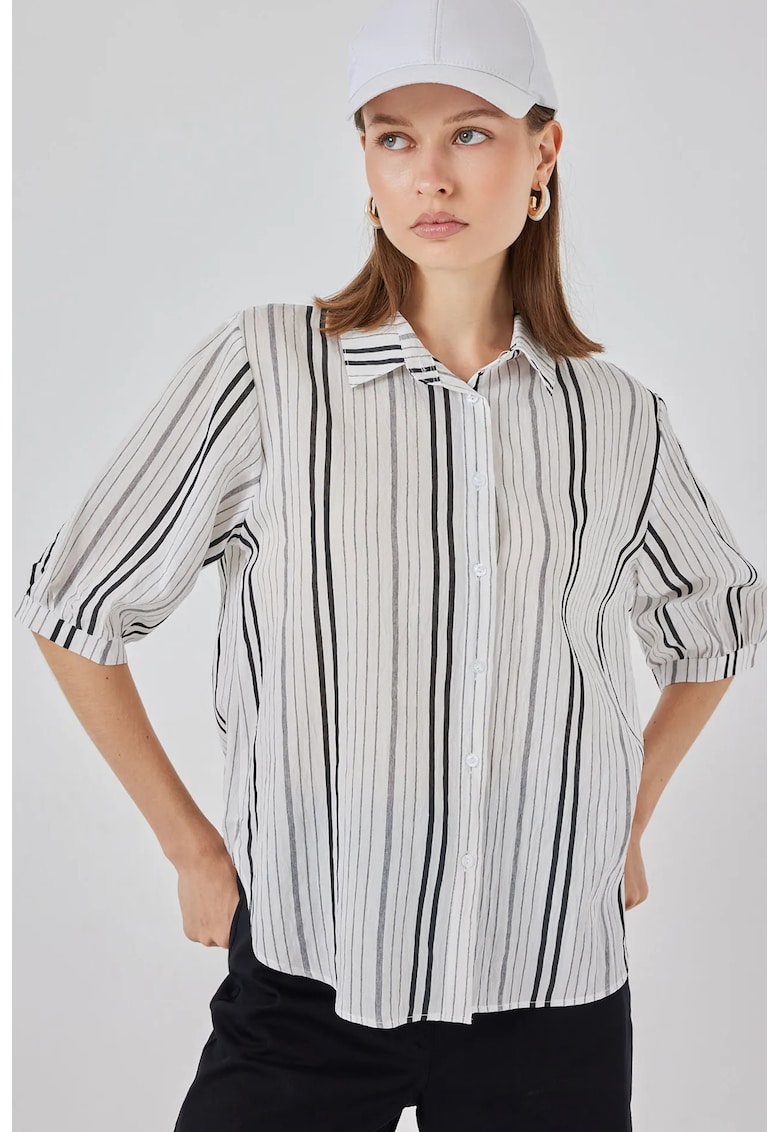 Camasa dama - cu dungi - alb - textil