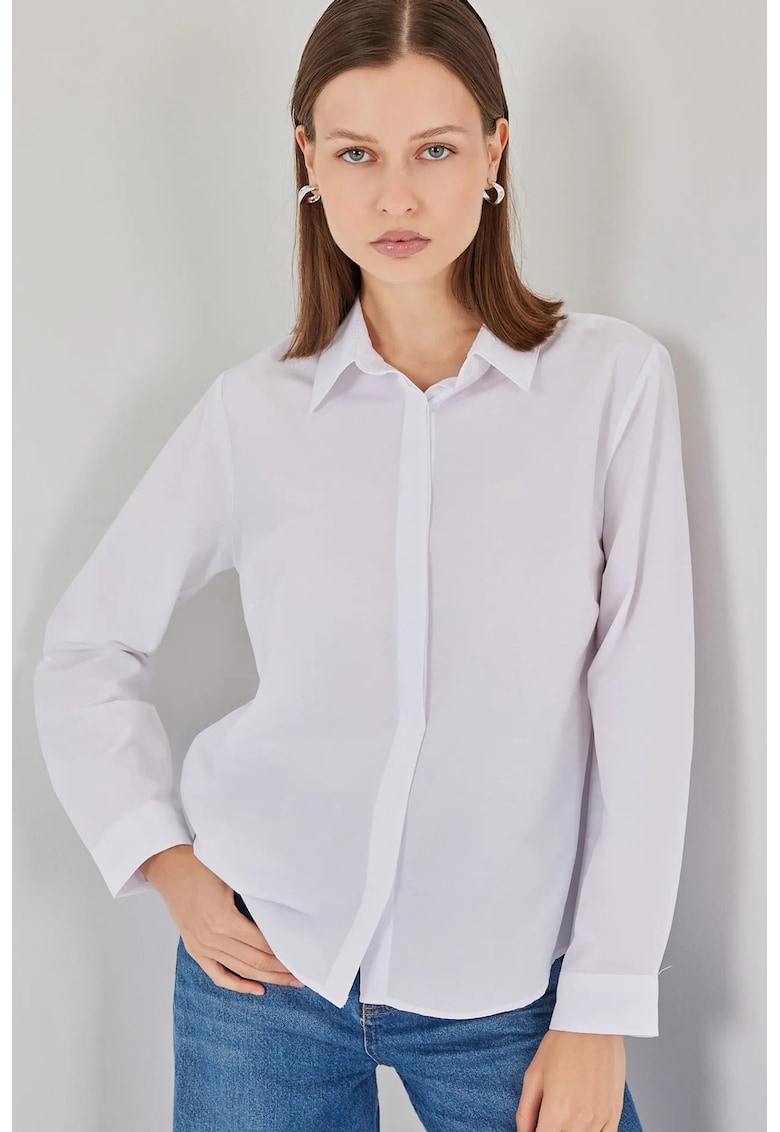 Camasi dama - Relaxed Fit Poplin - alb - bumbac si poliester