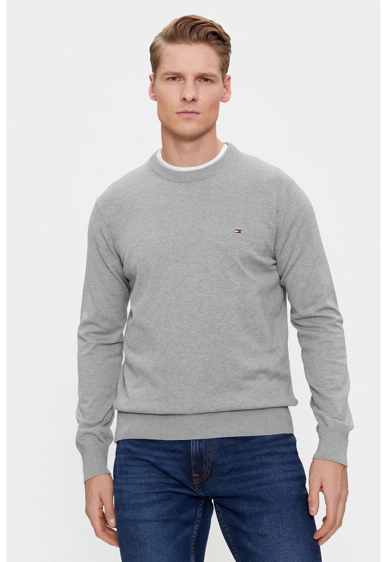 Pulover cu decolteu la baza gatului - Gri - Gri