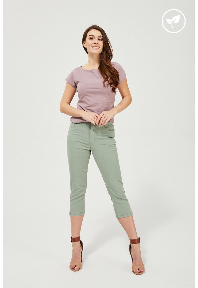 Pantaloni scurti de lyocell in nuanta de pistea - Verde