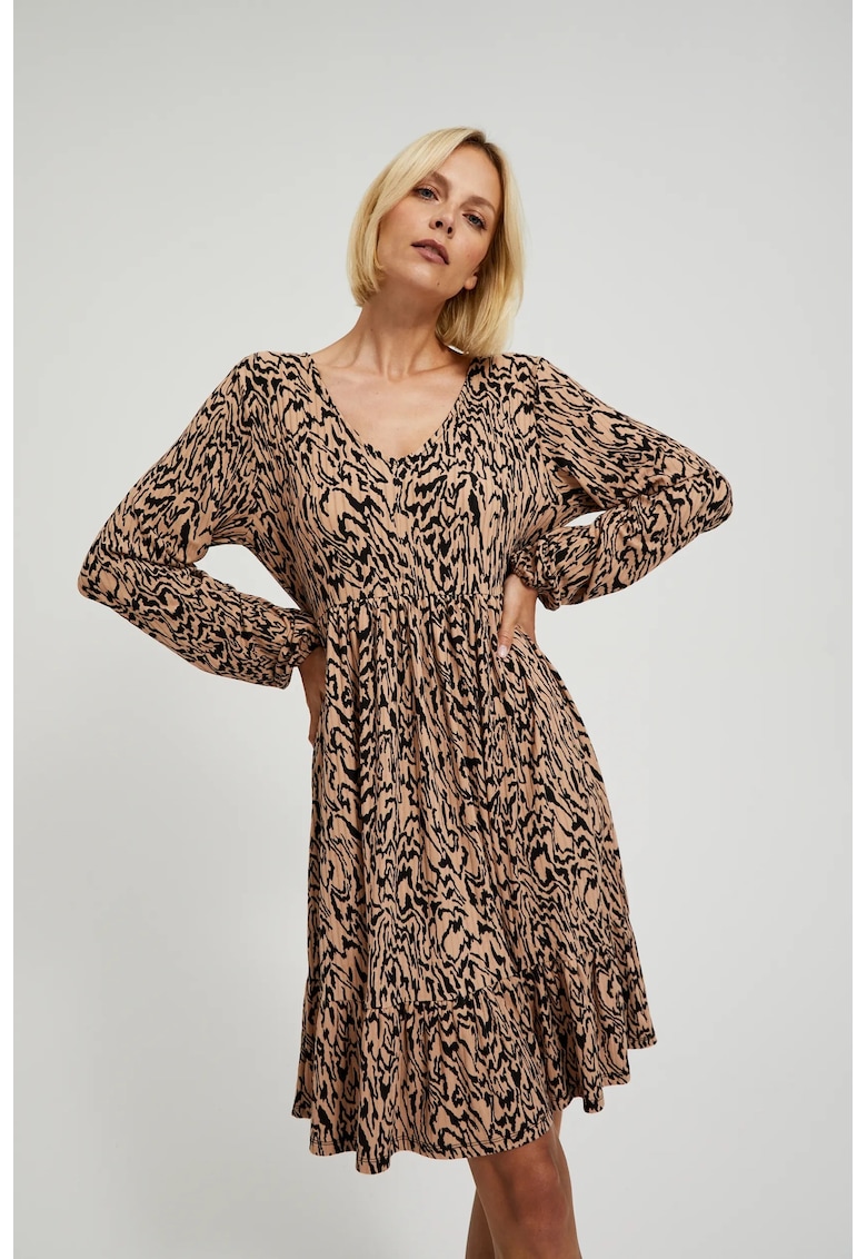 Rochie maro cu imprimeu animalier - Maro