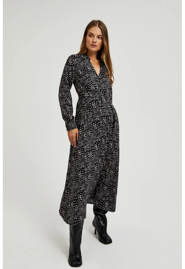 Rochie midi din viscose neagra - Negru