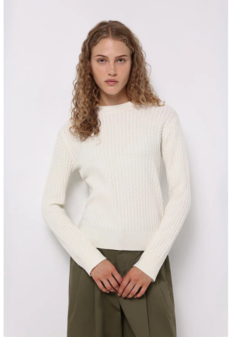 Pulover Dama Verde - Bumbac - White