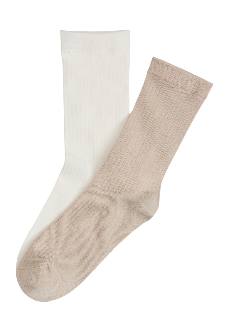 Sosete dama - lungi - 2 perechi - bej-alb - Zabrina