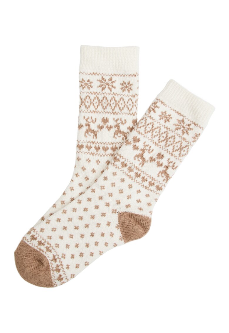 Sosete dama - lungi - de Craciun - Alb - Zazzy