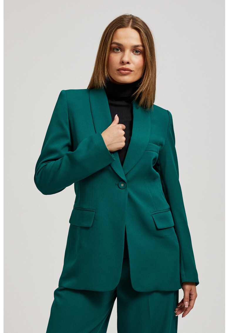 Sacou verde smarald cu un singur rand de nasturi - Verde inchis