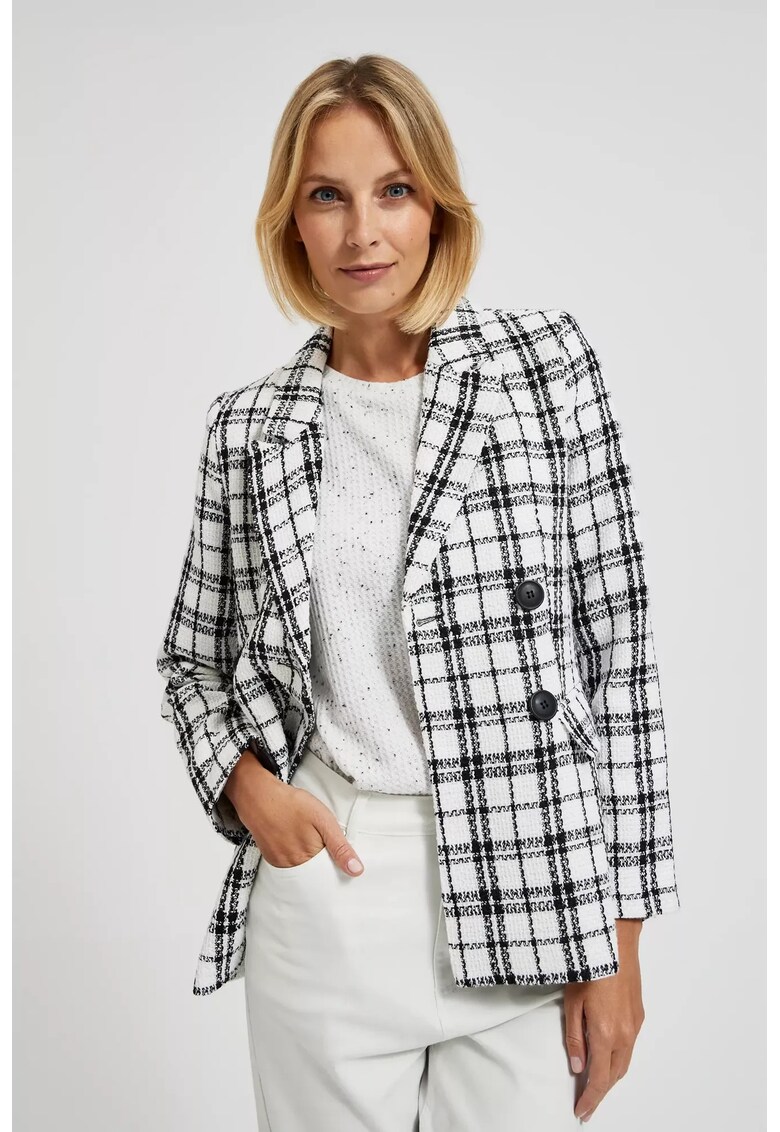 Sacou cu doua randuri alb-negru - Negru