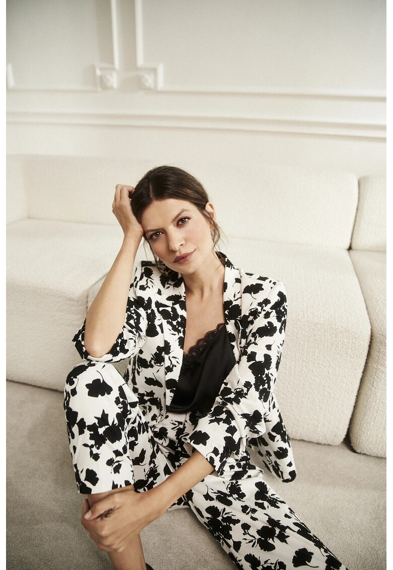 Sacou cu maneci 3/4 alb-negru - Negru