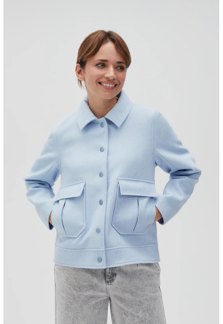 Jacheta albastra cu guler si buzunare mari - Albastru