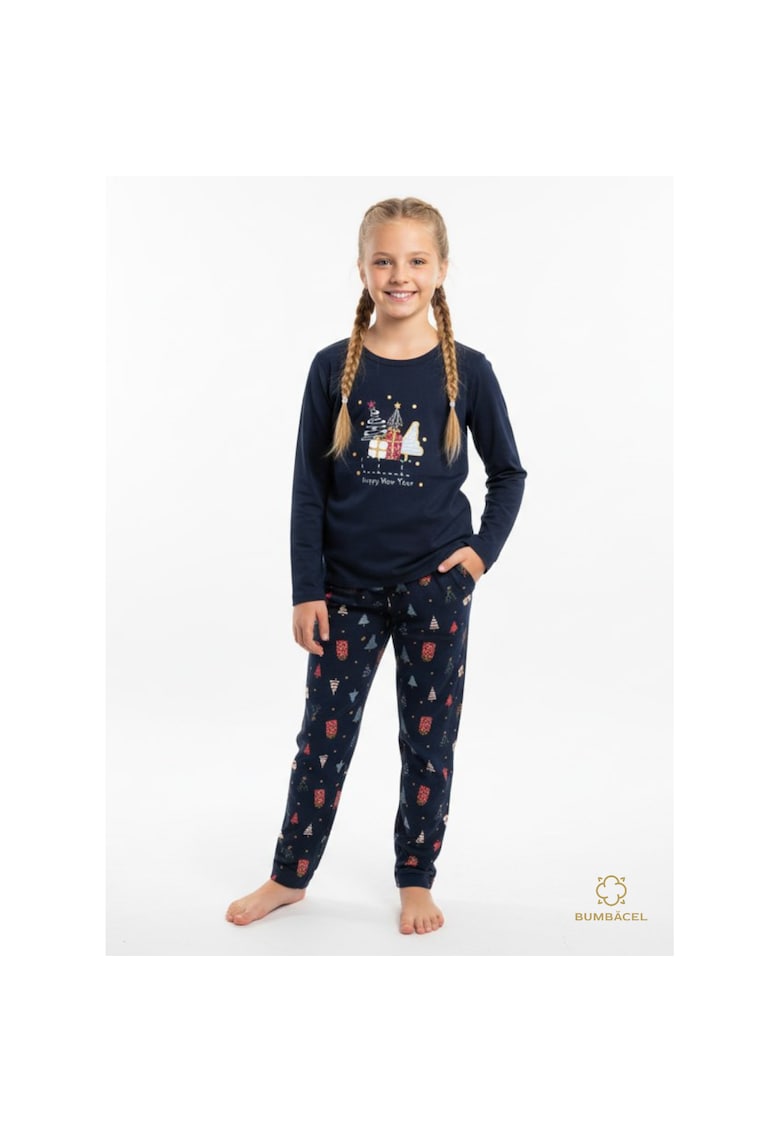 Pijama cu imprimeu - pentru fete - din bumbac