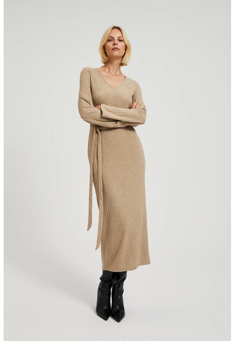 Rochie midi plisata bej - Gri