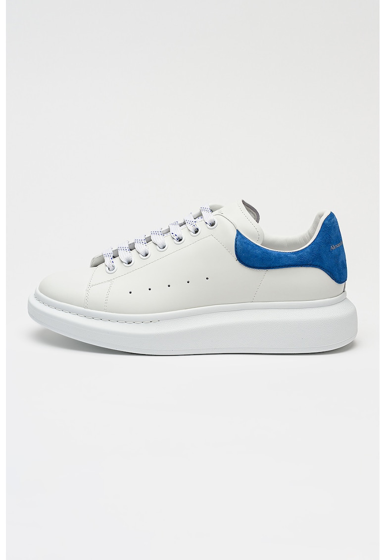 Pantofi sport din piele si piele intoarsa - Alb/Albastru