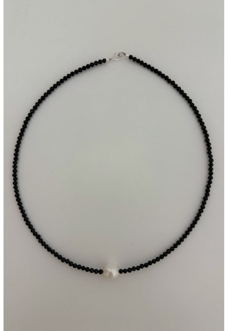 Colier de argint cu perle de cultura si turmalina