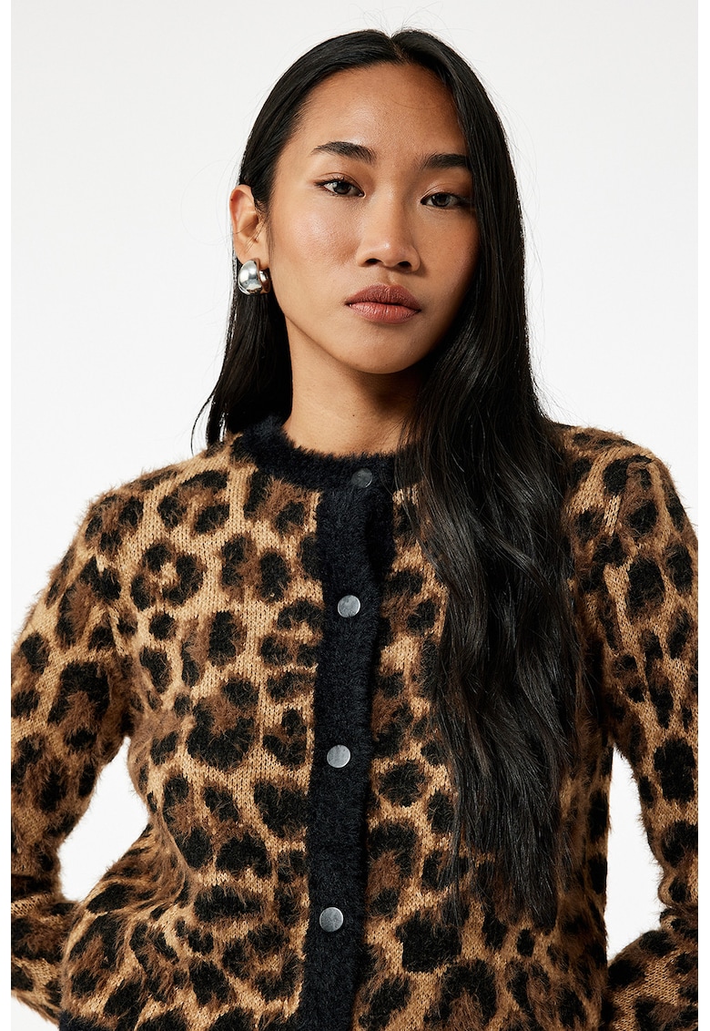 Cardigan cu nasturi si animal print