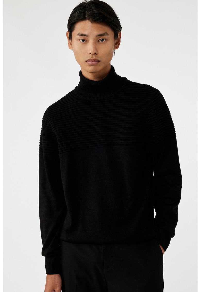 Pulover uni cu guler inalt - Negru