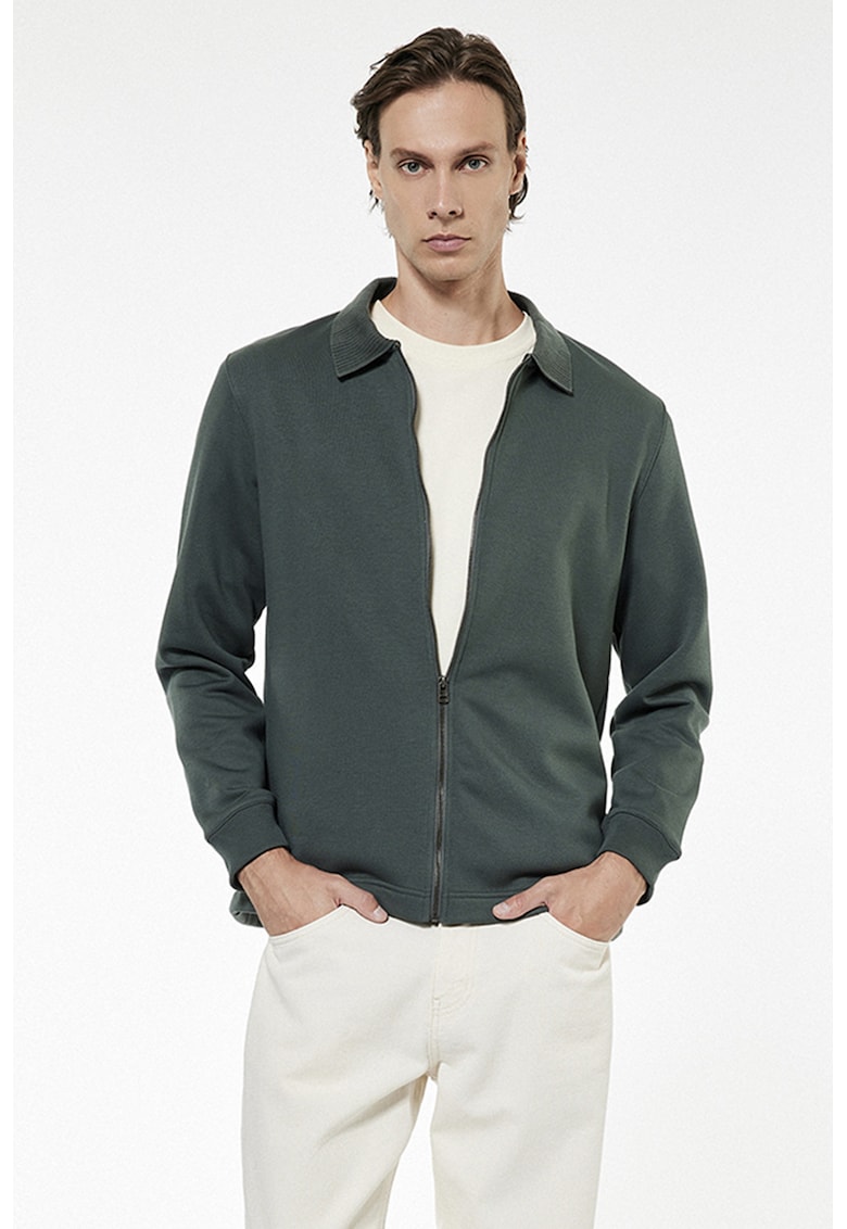 Koton Cardigan cu fermoar si maneci lungi - Verde inchis