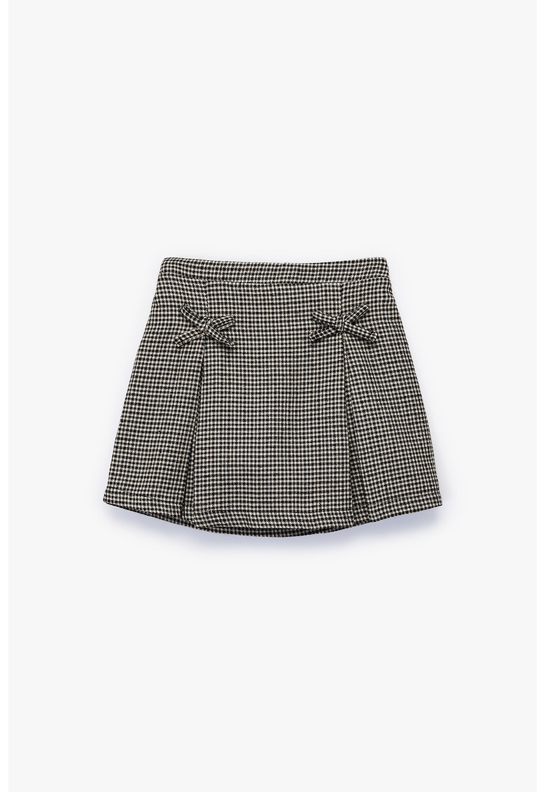 Fusta evazata cu model houndstooth - Alb/Negru