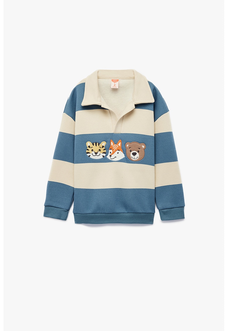 Bluza de trening cu guler si broderie