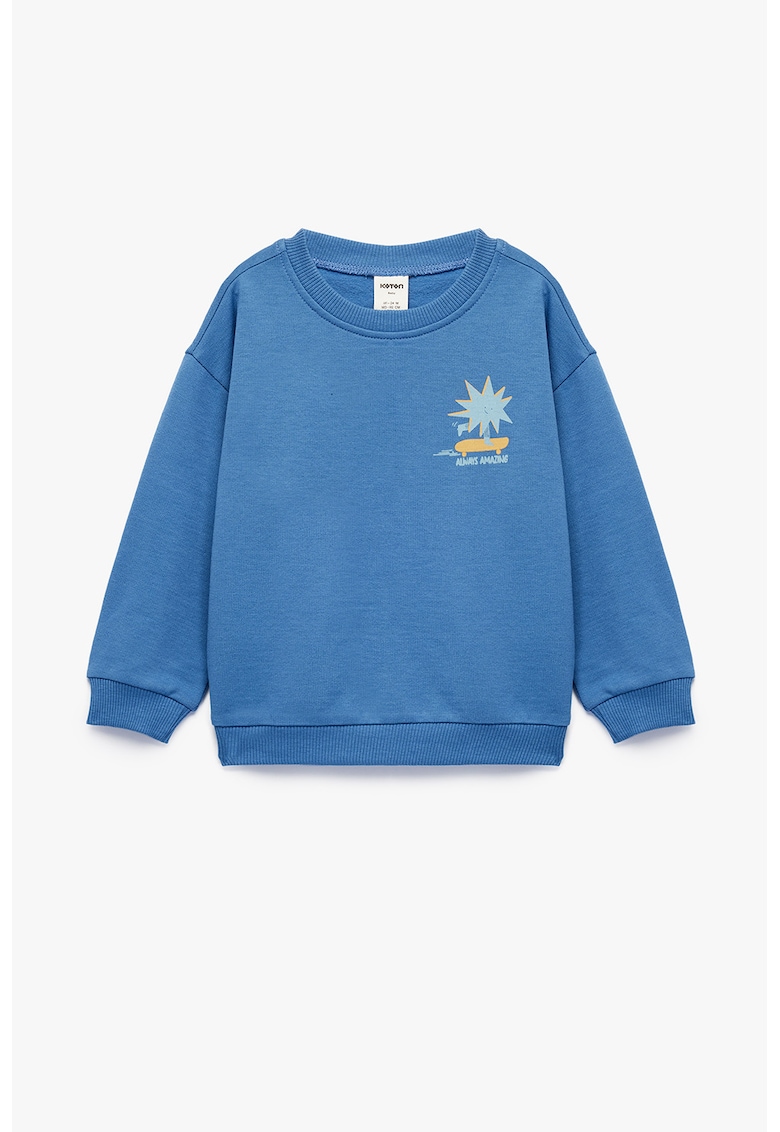 Bluza de trening cu decolteu la baza gatului si maneci cazute - Albastru