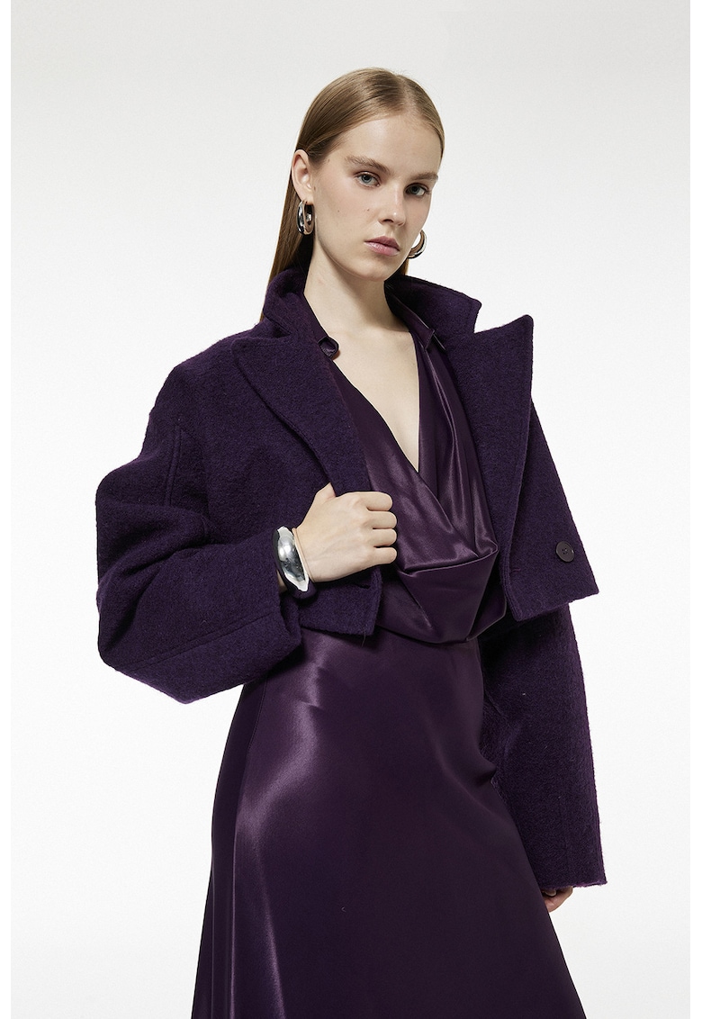 Bluza de satin cu decolteu drapat