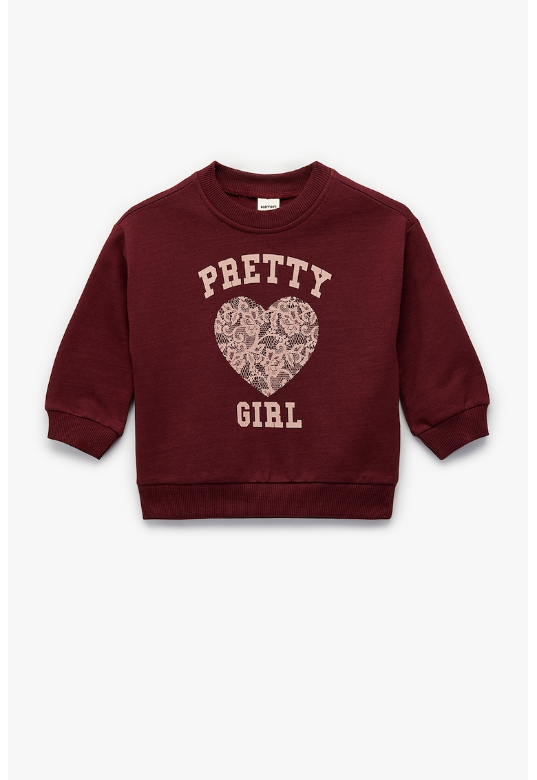 Bluza de trening cu imprimeu frontal - Visiniu