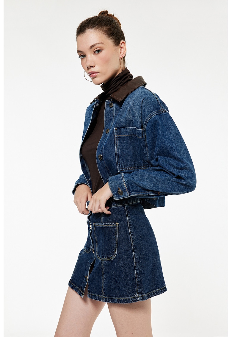 Fusta mini din denim - Albastru inchis
