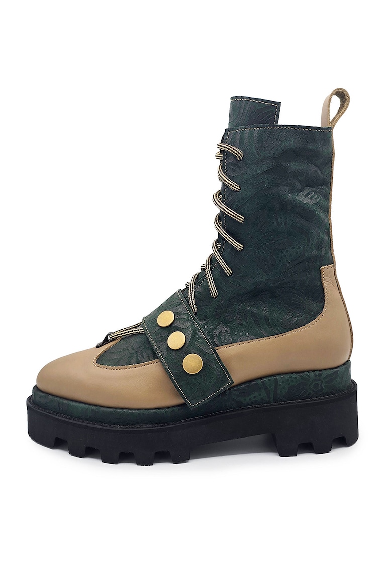 Cizme de piele cu insertii de piele intoarsa