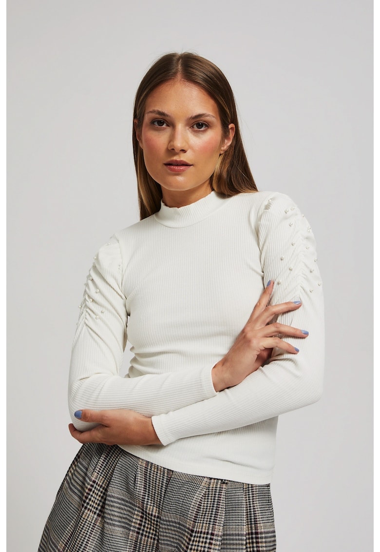 Bluza cu maneci bufante perla - Alb