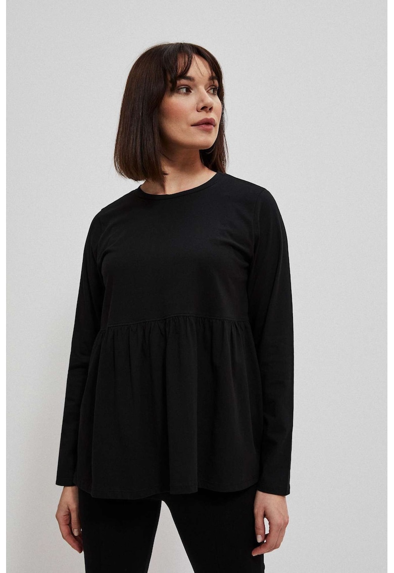 Bluza din bumbac cu volanas - Negru