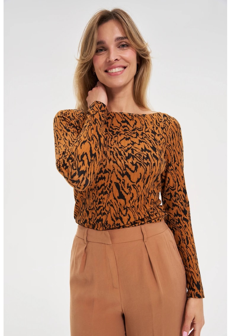 Bluza maro cu model - Maro camel