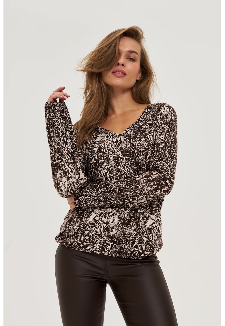 Bluza maro cu decolteu in V - Roz deschis