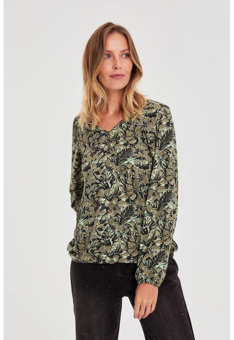 Bluza florala maslinie - Verde