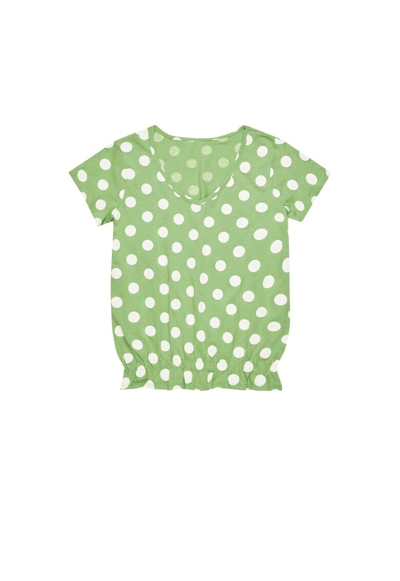 Bluza cu buline si decolteu in V malachit - Alb | Negru