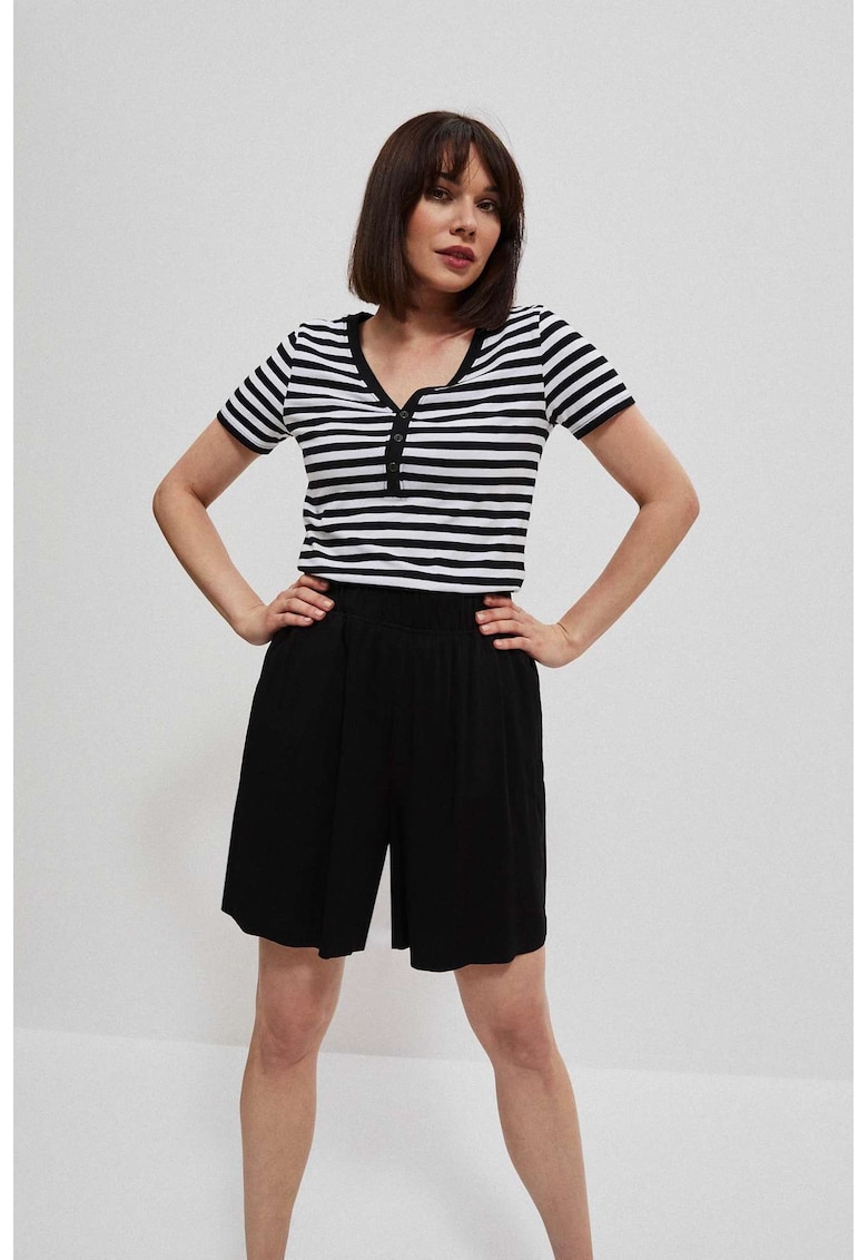 Bluza din bumbac cu dungi negre - Negru