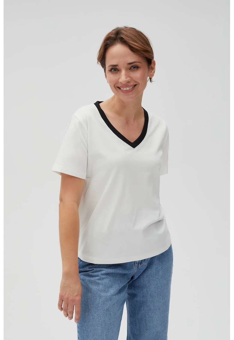 Bluza alba cu decolteu in V - Alb murdar