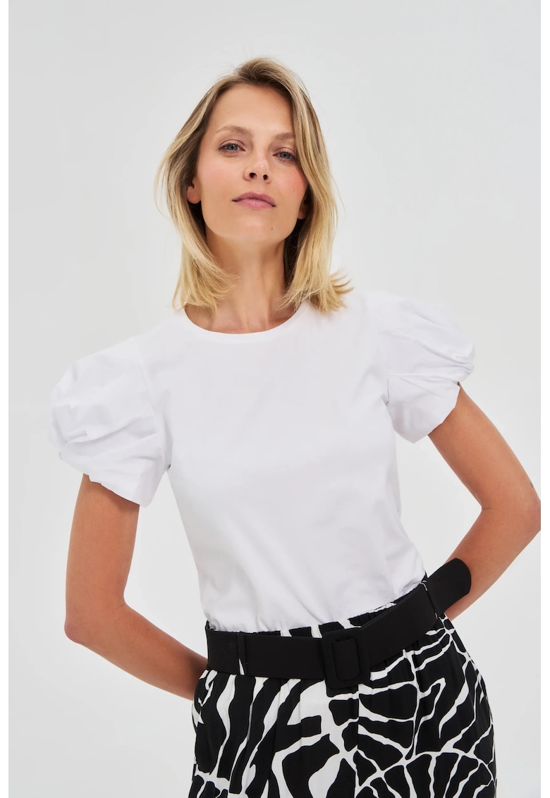 Bluza alba cu maneci bufante - Alb